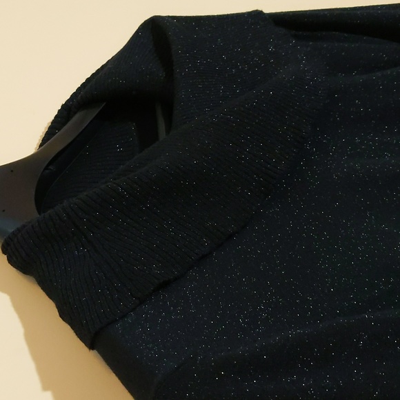 Michael Kors| Black Shimmering Cowlneck Sweater With Drawstring Sides - Picture 7 of 17